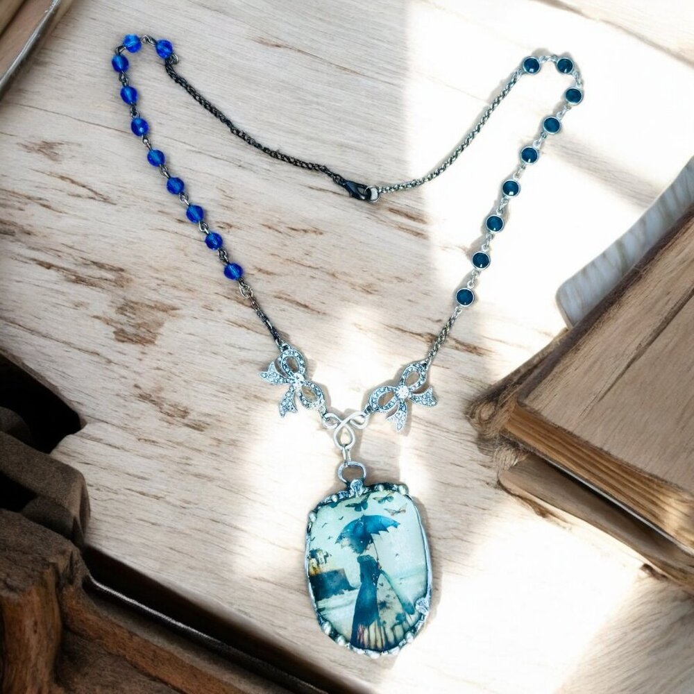 Victorian-Inspired Reversible Pendant w/ Rustic Bezel & VNTG Necklace Components - Picture 13 of 14